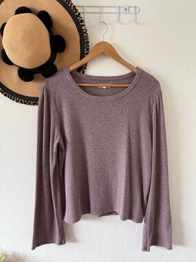 Madewell Ribbed Knit Flare Sleeve Top Size XL